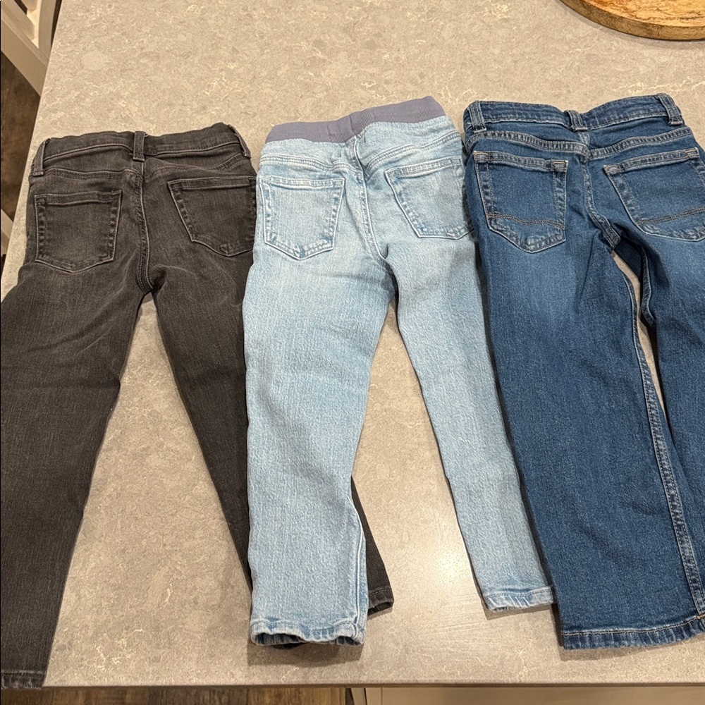 Set of Three Kids' Jeans in Black, Light Blue, and Dark Blue - Picture 6 of 6